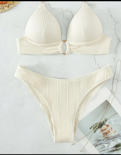 مایو دو تیکه کبریتی رنگ سفید سایز ایکس لارج-فروشگاه اینترنتی لاوین