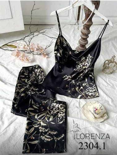 تاپ و شلوار طرح دار ساتن برند لورنزا-فروشگاه اینترنتی لاوین گالری در شیراز